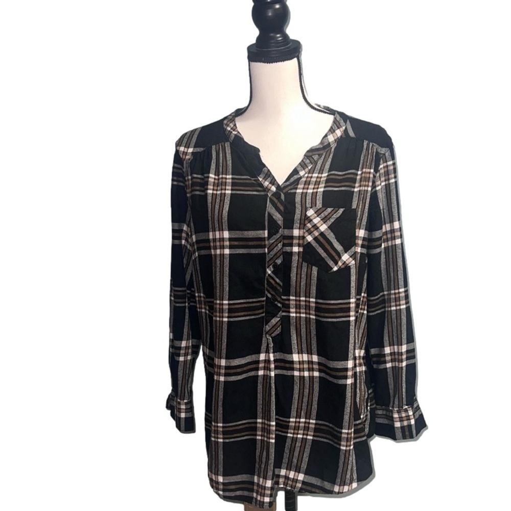 Faded glory- Plaid button up shirt